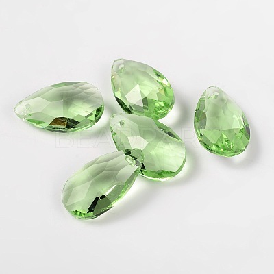 Faceted Teardrop Glass Pendants X-GLAA-O008-B03-1