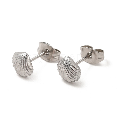 304 Stainless Steel Shell Shape Stud Earrings for Women EJEW-I281-33P-1