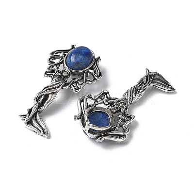 Angel Brass Natural Lapis Lazuli Pendants KK-D361-02AS-16-1