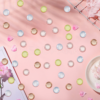 150Pcs 5 Colors Flat Round Resin Buttons BUTT-CY0001-24-1
