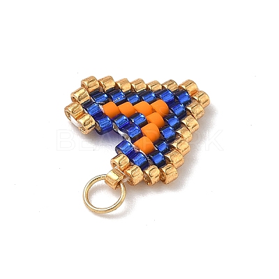 Glass Seed Beaded Heart Charms PALLOY-MZ00925-1