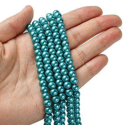 Eco-Friendly Dyed Glass Pearl Round Bead Strands HY-A008-6mm-RB073-1
