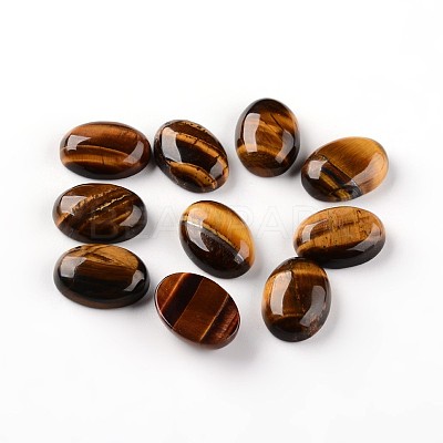 Oval Natural Tiger Eye Cabochons G-I171-13x18mm-08-1