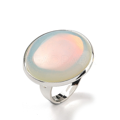 Opalite Round Adjustable Rings RJEW-K371-09S-28-1