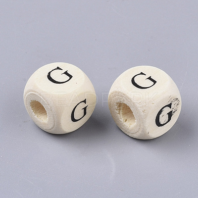 Printed Natural Wood Beads WOOD-T026-001G-1