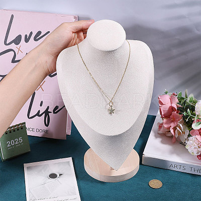 Bust Shaped Wooden Necklace Display Stands NDIS-WH0003-019A-01-1