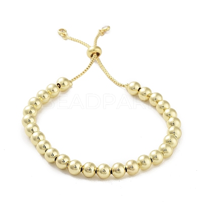 Adjustable Brass Round Beaded Slider Bracelets BJEW-D039-31B-G-1