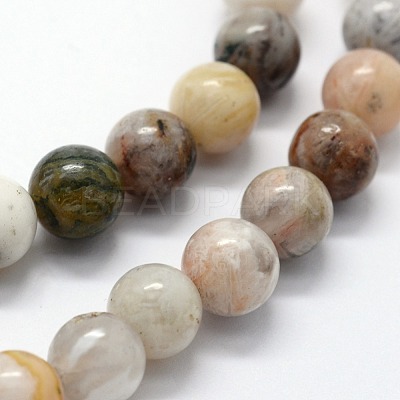 Natural Bamboo Leaf Agate Beads Strands G-I199-13-4mm-1