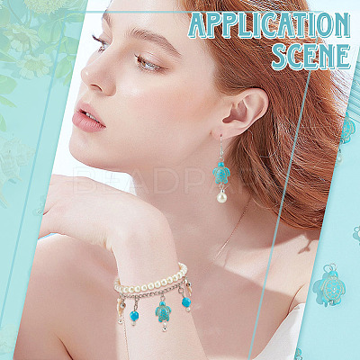 100Pcs 2 Colors Dyed Synthetic Turquoise Connector Charms PALLOY-AB00150-1