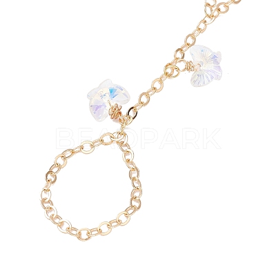 Electroplate Glass Butterfly Charms Finger Ring Bracelet for Women BJEW-JB11770-1