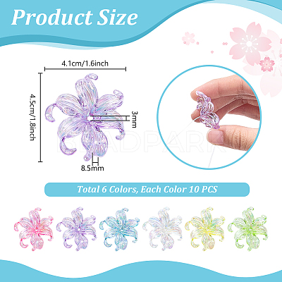 60Pcs 6 Colors Resin Bead Caps RESI-PH0002-70-1