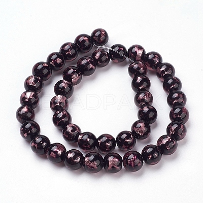 Handmade Silver Foil Lampwork Beads Strands FOIL-L016-A07-1