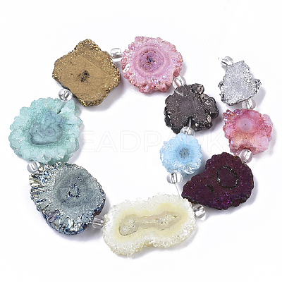 Electroplated Natural Quartz Beads Strands G-R461-04-1