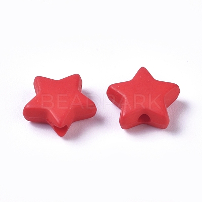 Opaque Acrylic Beads X-SACR-WH0002-07J-1