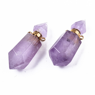 Faceted Natural Amethyst Pendants G-T131-15G-1