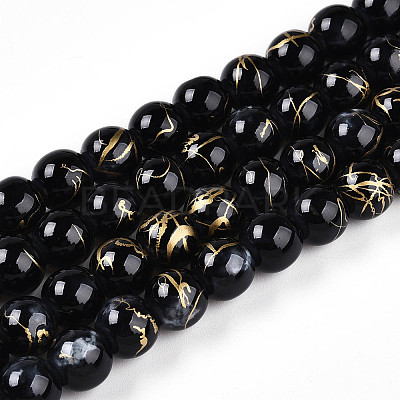 Baking Paint Glass Beads Strands DGLA-N003-8mm-B10-1