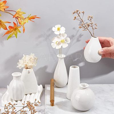 6Pcs 6 Style Mini Ceramic Floral Vases for Home Decor BOTT-NB0001-05-1