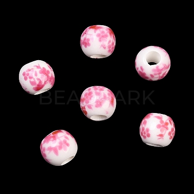Floral Printed Porcelain Beads PORC-Q201-6mm-3-1