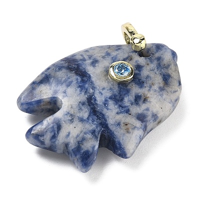 Natural Blue Spot Jasper Carved Pendants G-G460-01G-06-1