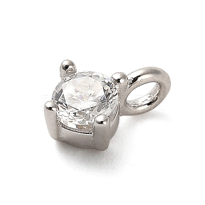 925 Sterling Silver Clear Cubic Zirconia Flat Round Charms STER-U009-07P-01-1