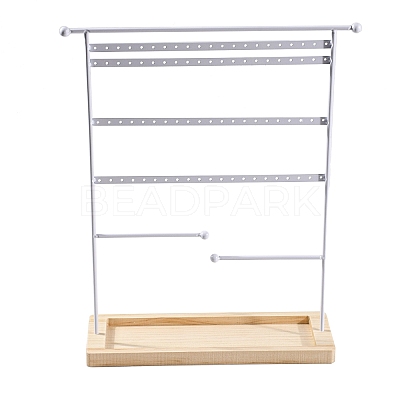 Iron Jewelry Display Stand with Wood Tray AJEW-Z032-01B-1