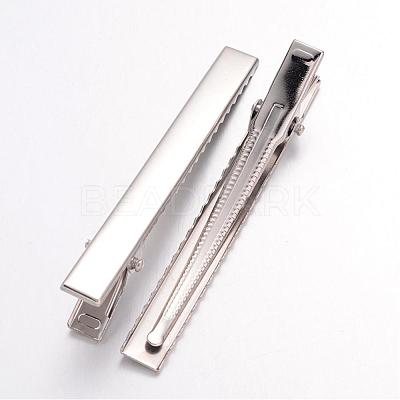 Platinum Plated Iron Flat Alligator Hair Clip Findings for DIY Hair Accessories Making X-IFIN-S286-77mm-1