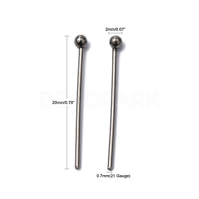 Non-Tarnish 304 Stainless Steel Ball Head pins X-STAS-R015-20mm-1
