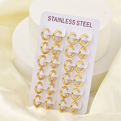 PVD Vacuum Plating 304 Stainless Steel Huggie Hoop Earrings for Women EJEW-F280-07K-G-1