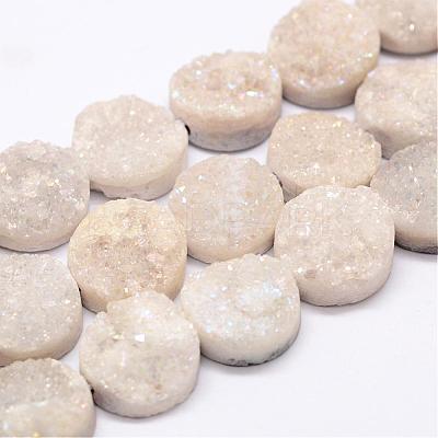 Electroplated Natural & Dyed Druzy Agate Bead Strands G-N0169-004Q-01-1