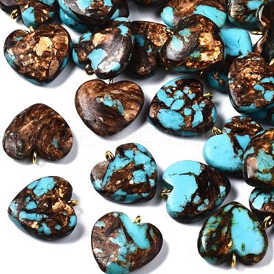 Assembled Bronzite and Synthetic Turquoise Pendants X-G-T111-04C-1