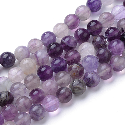 Natural Fluorite Beads Strands G-T055-6mm-14-1