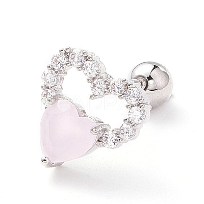 Double Heart Cat Eye Stud Earrings for Women LS-EJEW-A065-13P-1