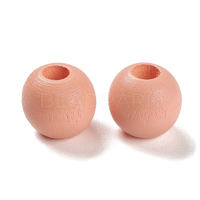 Spray Painted Natural Maple Wood European Beads WOOD-M007-04-1