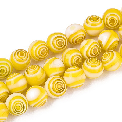Handmade Millefiori Glass Round Beads Strands LK-R004-93D-1