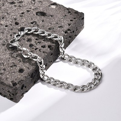 Tarnish Resistant Unisex 304 Stainless Steel Curb Chain/Twisted Chain Bracelets STAS-D0002-40P-1