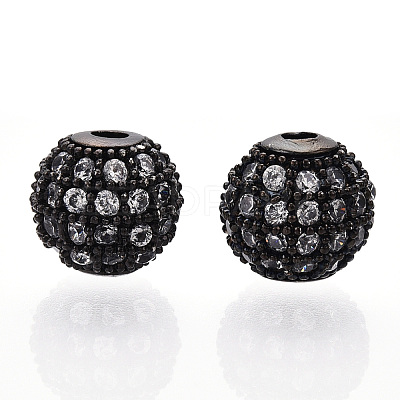 Rack Plating Brass Cubic Zirconia Beads ZIRC-S001-8mm-A04-1