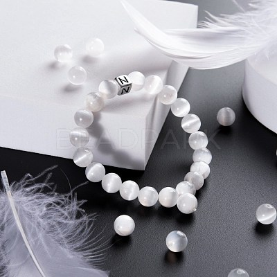 100Pcs 8mm Natural Selenite Beads DIY-LS0002-17-1