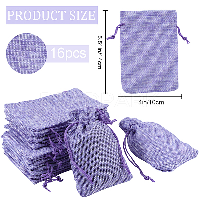 Polyester Imitation Burlap Packing Pouches Drawstring Bags ABAG-BBC0001-02B-03-1