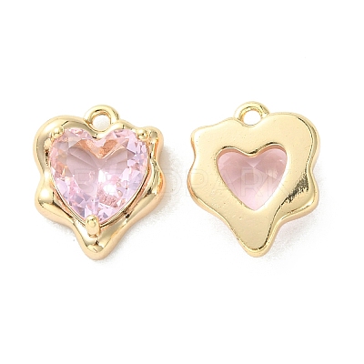 Brass Micro Pave Cubic Zirconia Charms KK-L208-06G-02-1