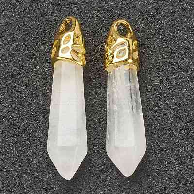 Bullet Natural Quartz Crystal Pointed Pendants G-E332-C28-G-1