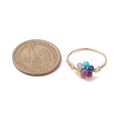 Flower Natural Gemstone Finger Rings RJEW-JR00713-02-1