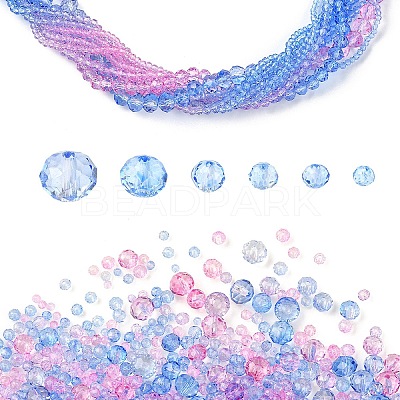 6 Styles Gradient Color Transparent Painted Glass Beads Strands DGLA-YW0001-28H-1