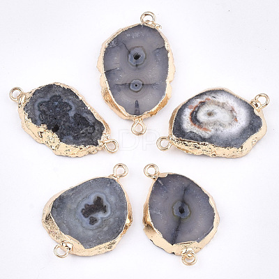 Electroplate Natural Druzy Agate Links connectors G-T112-07A-1