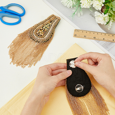 2Pcs Iron Chain Tassel Epaulettes FIND-HY0002-70-1