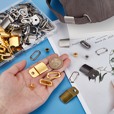 40 Bags 5 Colors Iron & Brass Peaked Cap Adjuster Kits FIND-GA0007-45-1