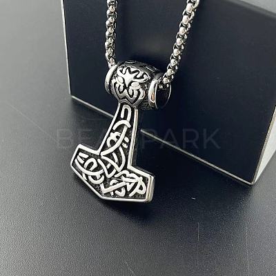 304 Stainless Steel Viking Hammer Pendant Stylish Punk Hip Hop Necklaces NX6366-1