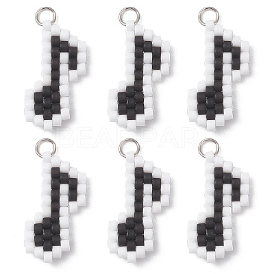 Glass Seed Beaded Musical Note Pendants PALLOY-MZ01050-1