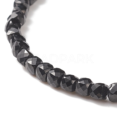 Natural Black Spinel Cube Beaded Stretch Bracelet for Women BJEW-JB08976-04-1
