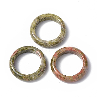 Natural Unakite Plain Band Ring RJEW-P044-01B-05-1