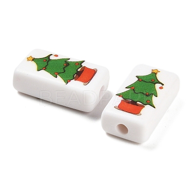 Christmas Theme Printed Opaque Acrylic Beads OACR-R004-01N-1